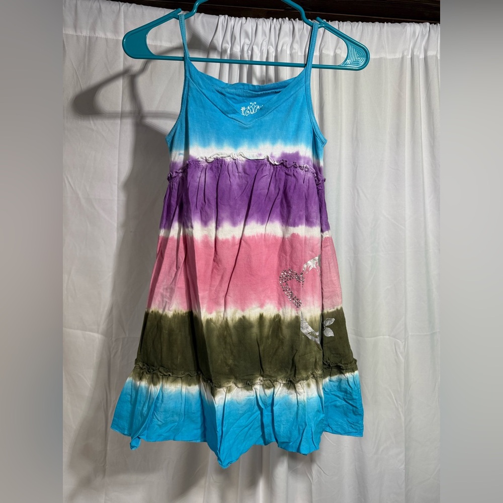 Children’s Place Multicolor Tie-Dye Kids Dress Sz 14 (5QF) - Picture 1 of 3